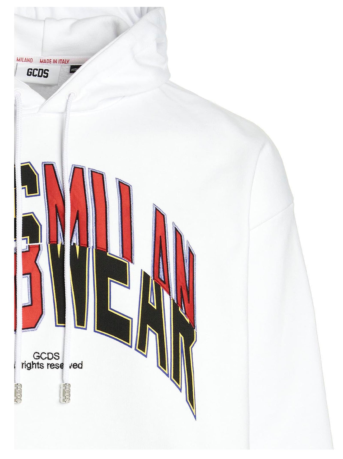 Gcds College Logo Print Hoodie — White