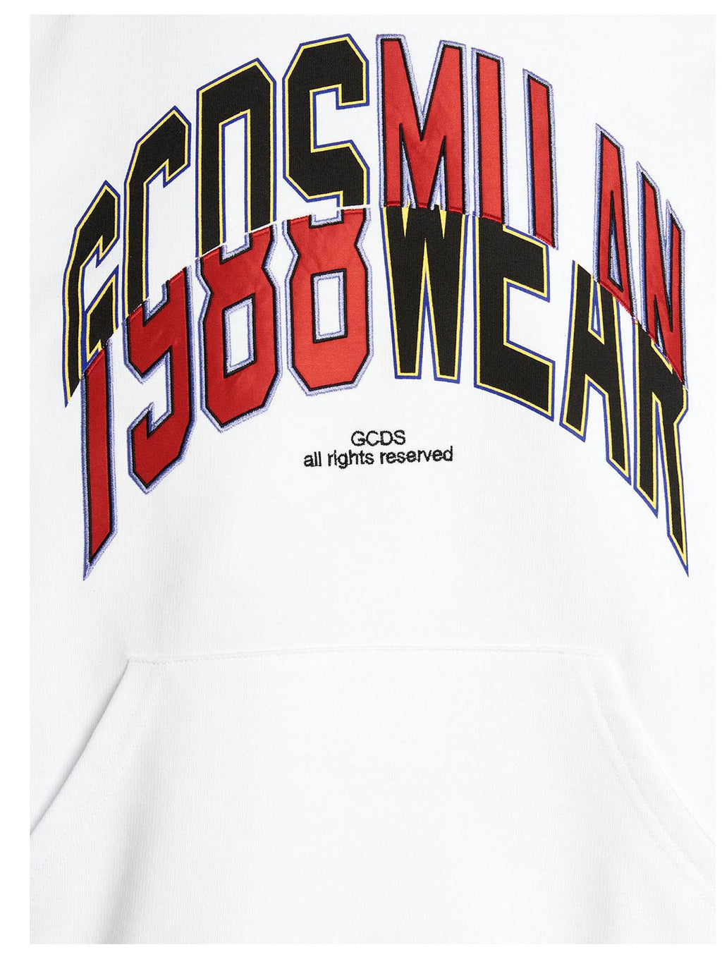 Gcds College Logo Print Hoodie — White