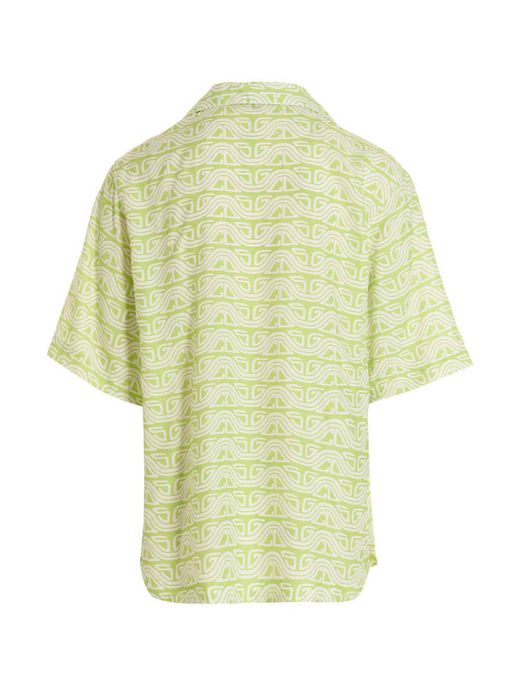 Gcds Waved Logo Print Viscose Shirt — Lime
