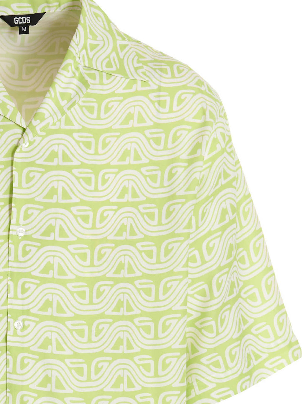 Gcds Waved Logo Print Viscose Shirt — Lime
