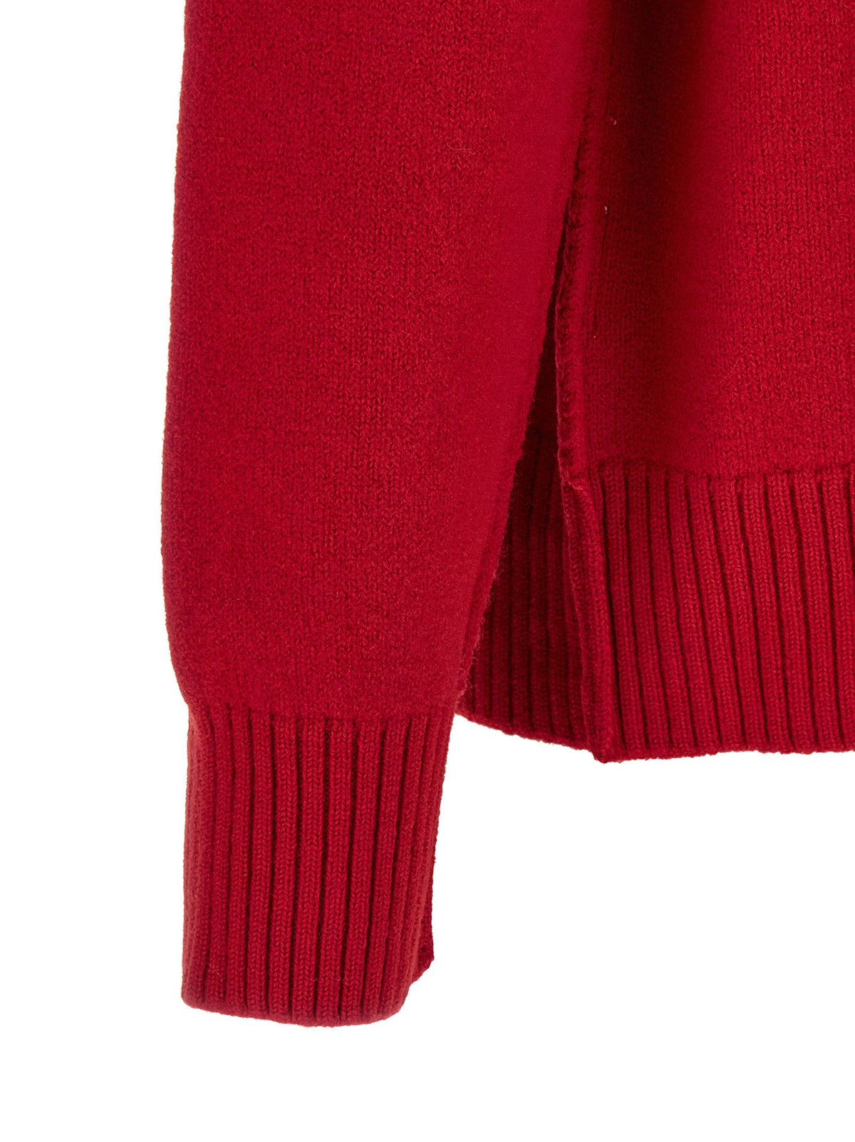 Ami Paris Embroidered Merino Wool Cardigan — Red