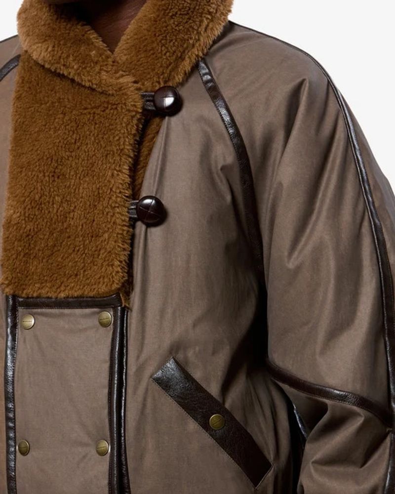 Marant Etoile Faux Fur-Trimmed Quilted Jacket — Taupe