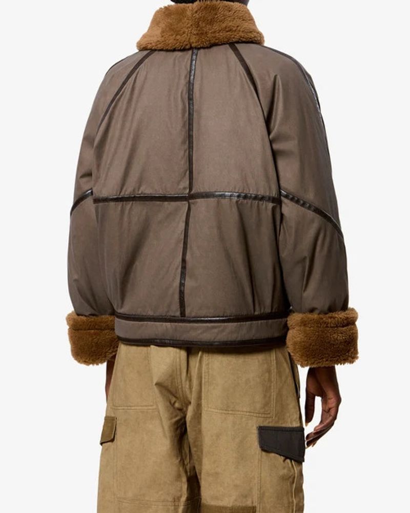 Marant Etoile Faux Fur-Trimmed Quilted Jacket — Taupe