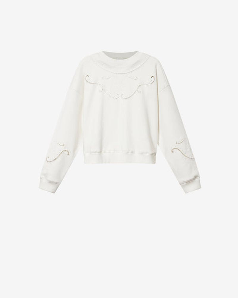 Marant Etoile Embellished Sweatshirt — Ecru