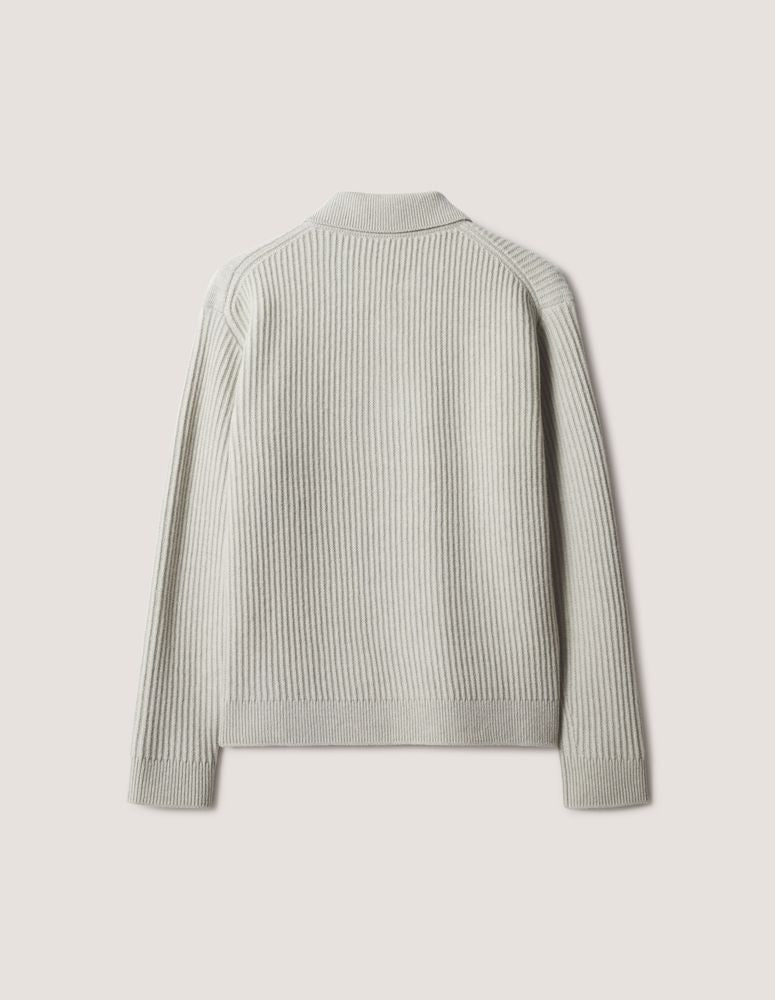 Maison Kitsune Ribbed Knit Polo Shirt — Grey