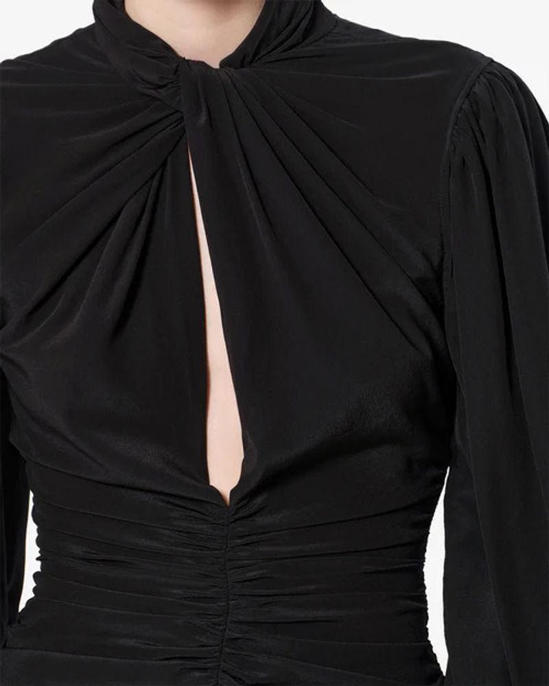 Isabel Marant Ruched Long-Sleeve Blouse — Black