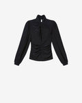 Isabel Marant Ruched Long-Sleeve Blouse — Black