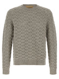 Valentino Garavani Openwork Diamond-Knit Virgin Wool Sweater — Beige
