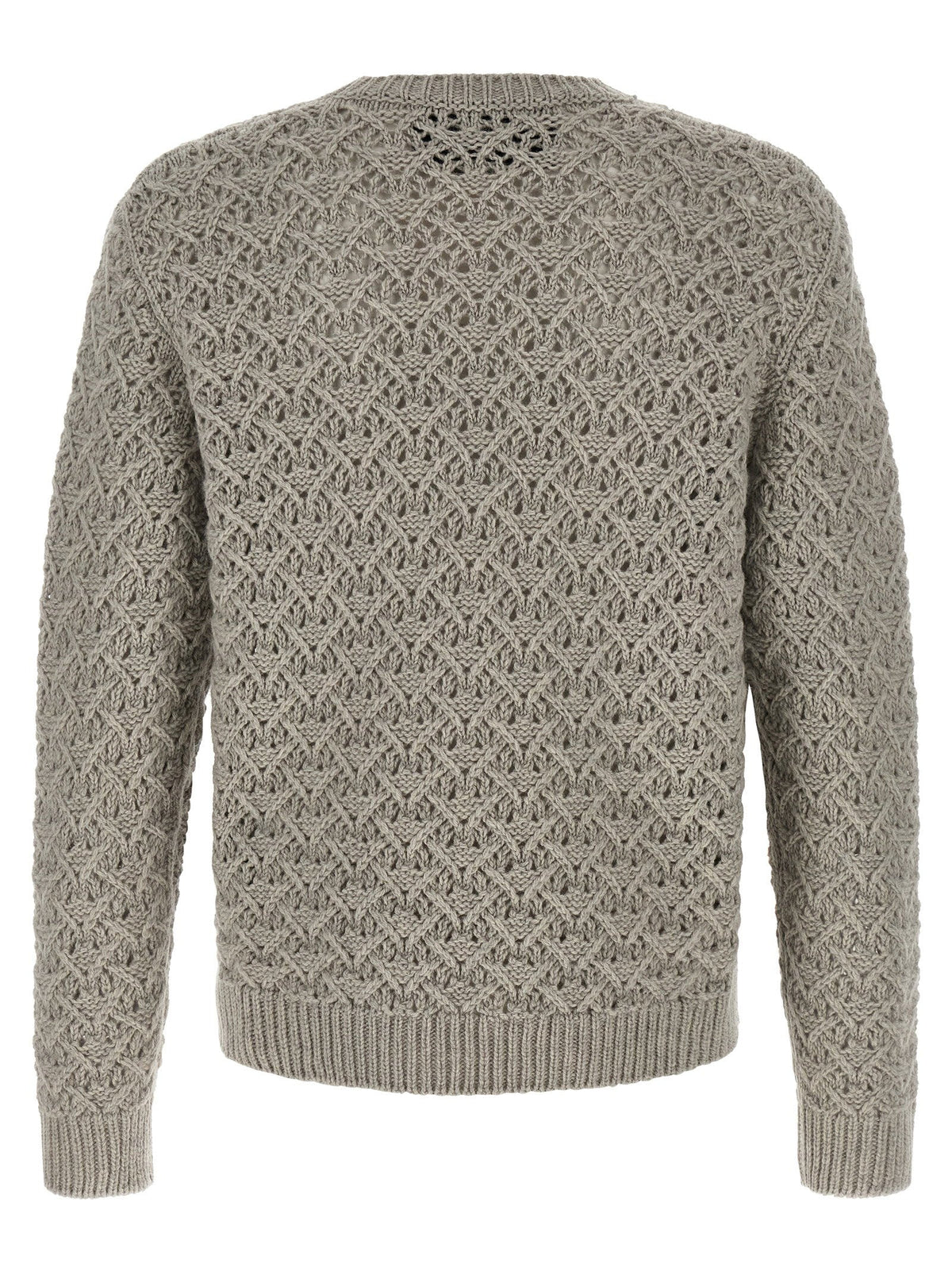 Valentino Garavani Openwork Diamond-Knit Virgin Wool Sweater — Beige