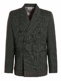 Vtmnts Striped Wool Double-Breasted Blazer — Charcoal