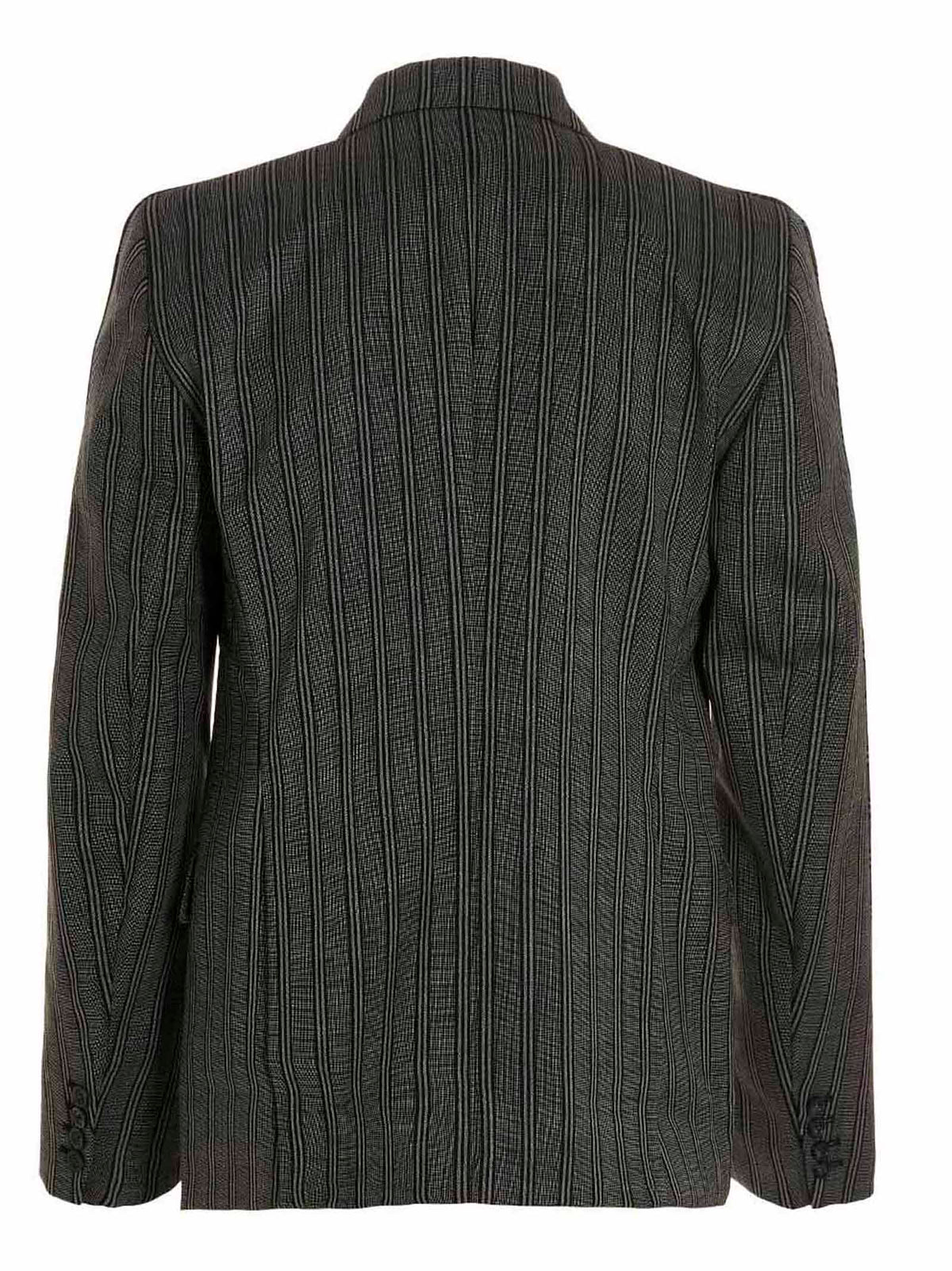 Vtmnts Striped Wool Double-Breasted Blazer — Charcoal
