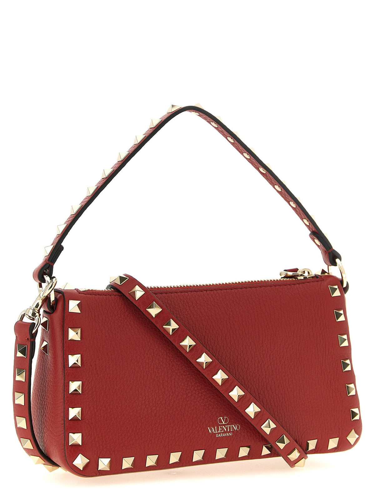 Valentino Garavani Rockstud Shoulder Bag — Red