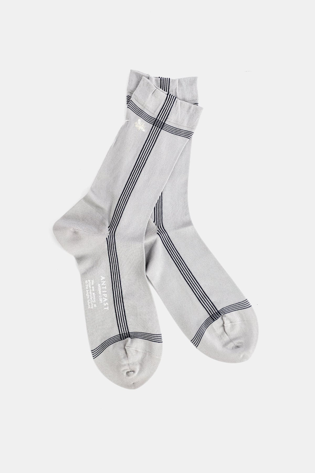 Antipast Fine Navy Stripe Socks — Gray