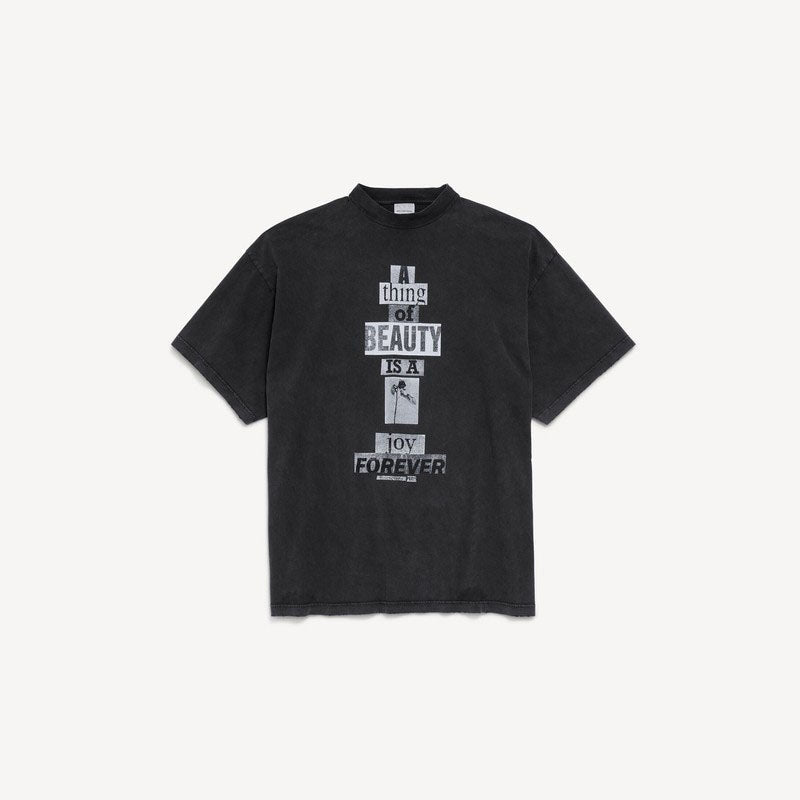 Balenciaga Text-Print Oversized T-Shirt — Black