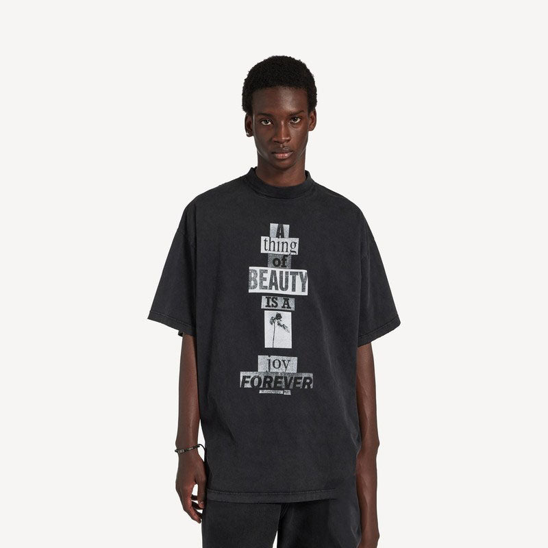 Balenciaga Text-Print Oversized T-Shirt — Black