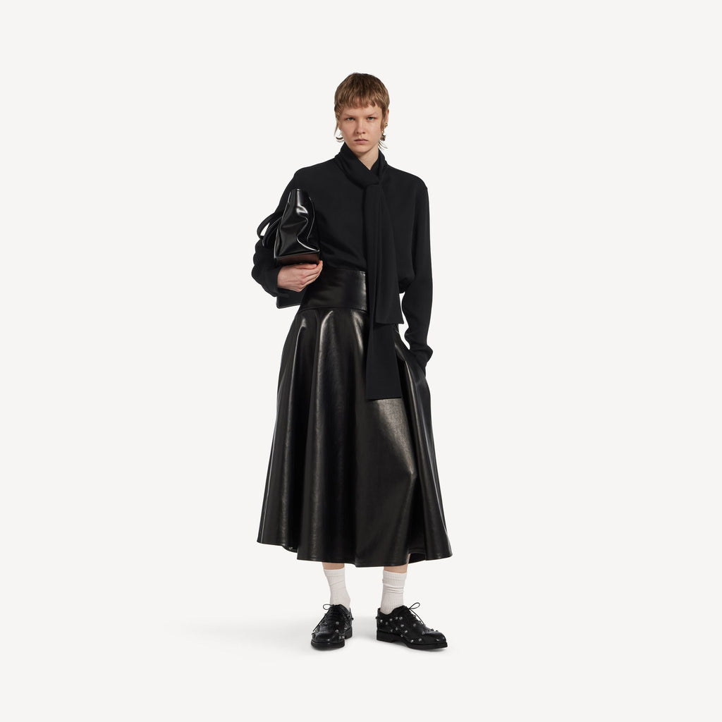 Balenciaga Silk Crepe Scarf Shirt — Black
