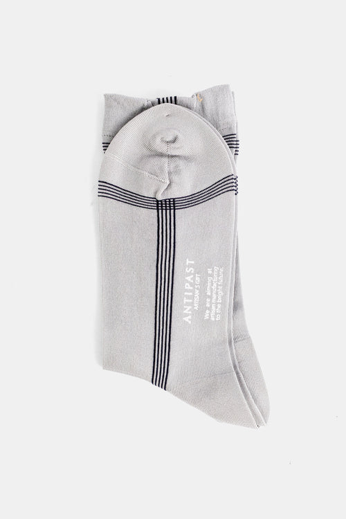 Antipast Fine Navy Stripe Socks — Gray