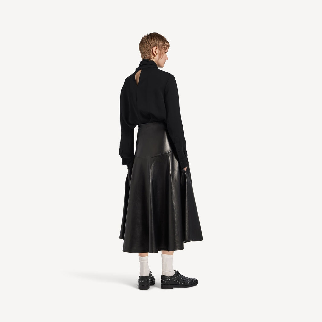 Balenciaga Silk Crepe Scarf Shirt — Black