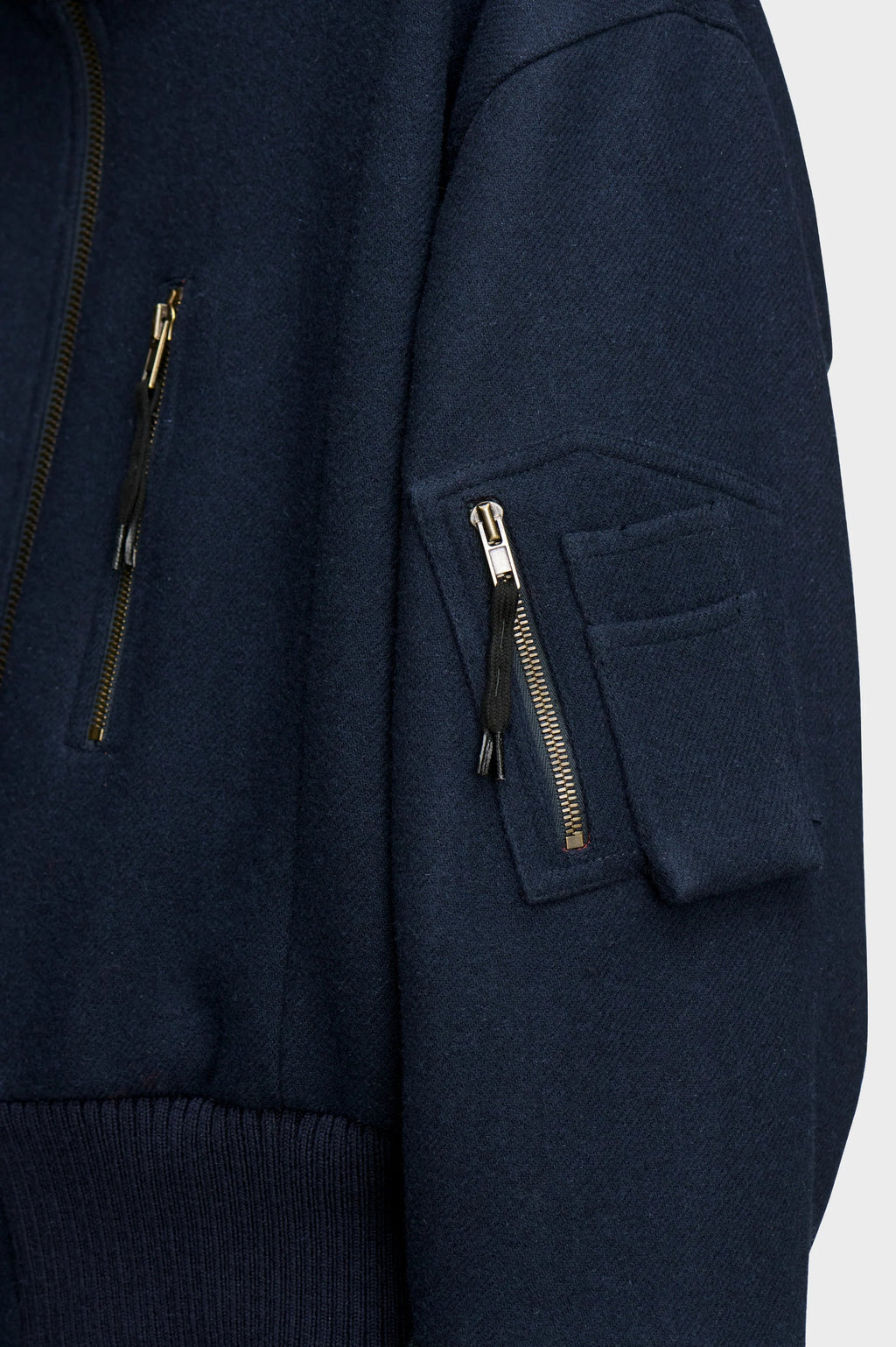 Maison Margiela Spliced Wool Bomber Jacket — Blue