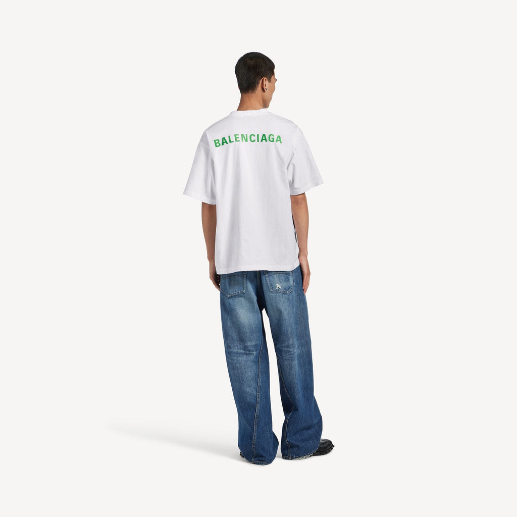 Balenciaga Logo-Embroidered T-Shirt — White