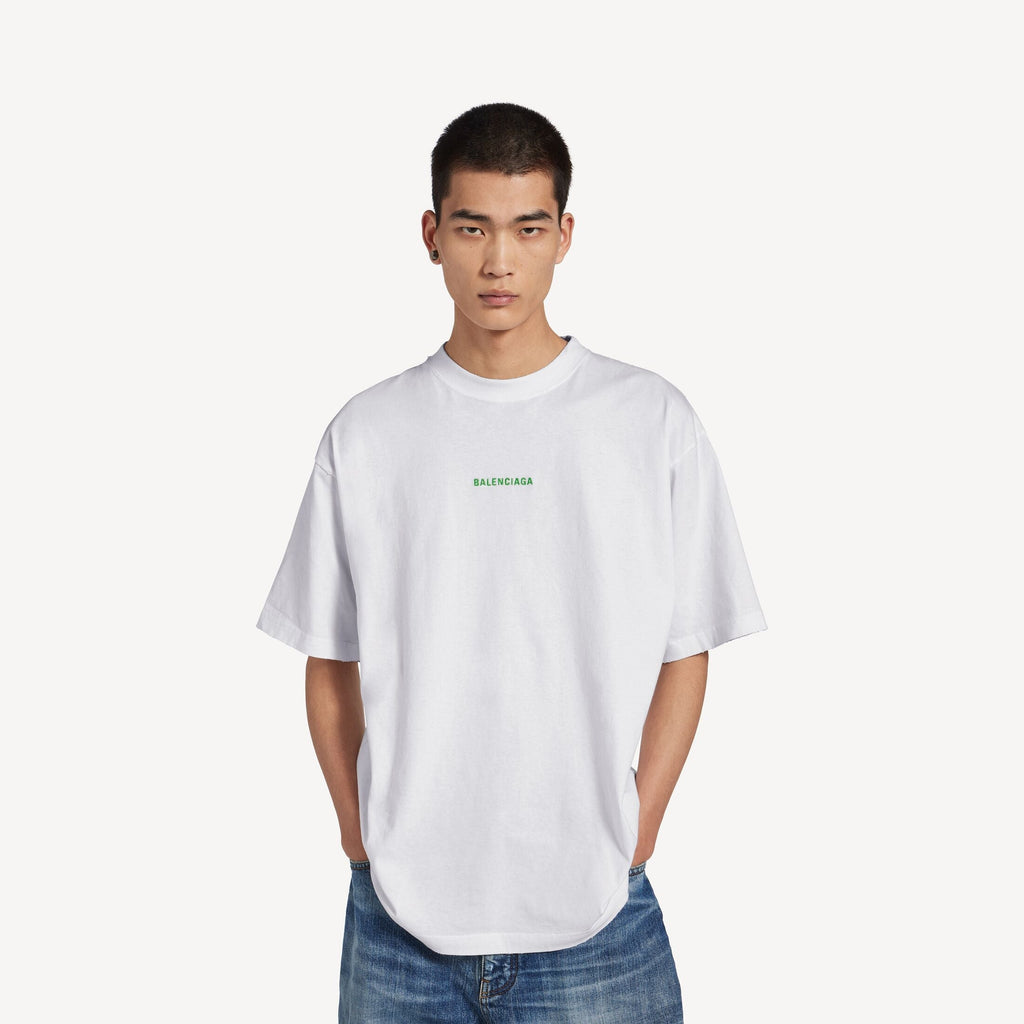Balenciaga Logo-Embroidered T-Shirt — White