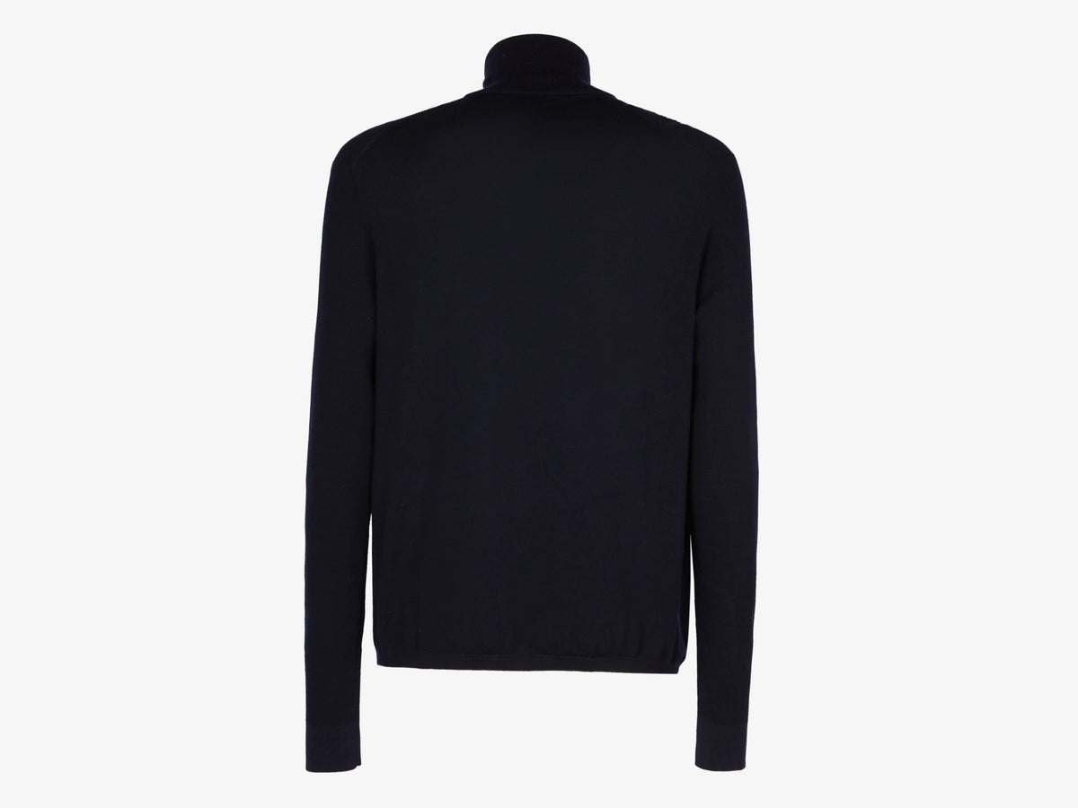 Sease Waffle Knit Half-Zip Sweater — Navy