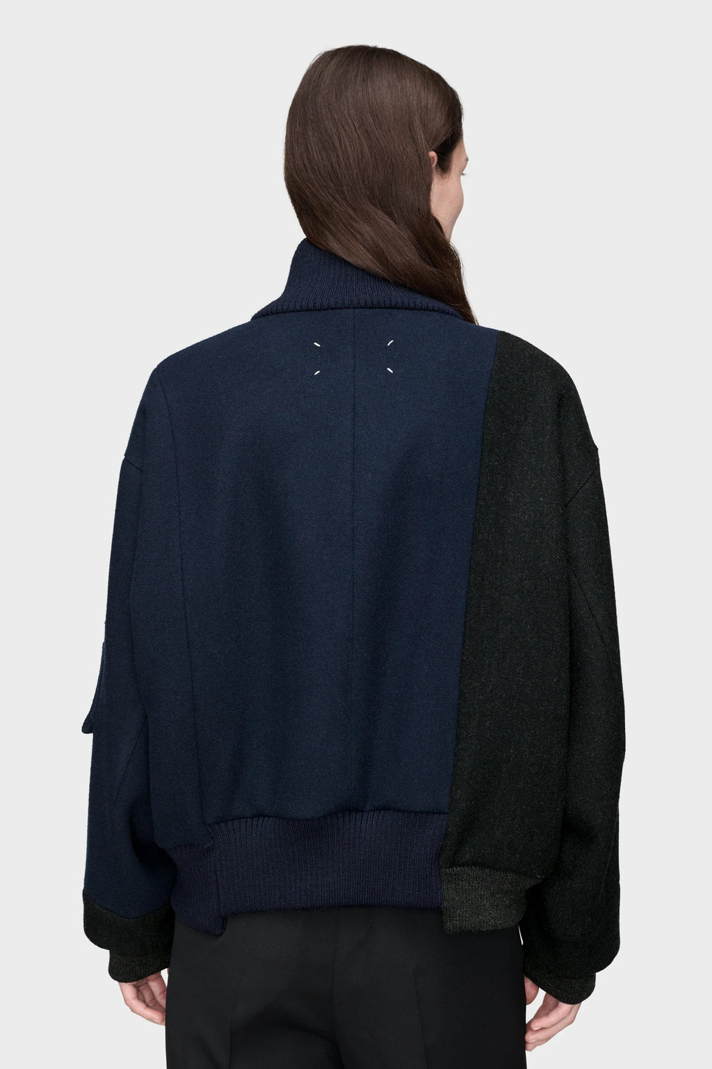 Maison Margiela Spliced Wool Bomber Jacket — Blue