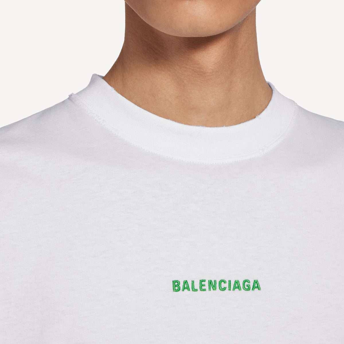 Balenciaga Logo-Embroidered T-Shirt — White