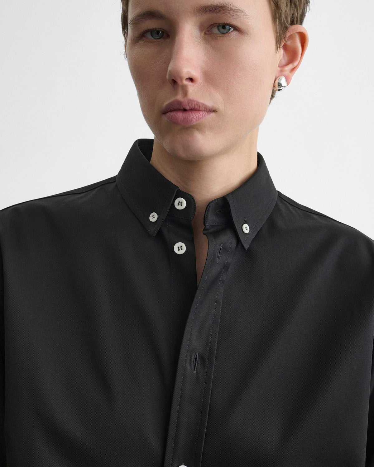 Phoebe Philo Button Collar Shirt — Black