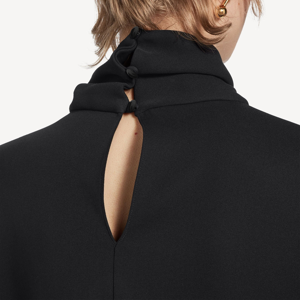Balenciaga Silk Crepe Scarf Shirt — Black