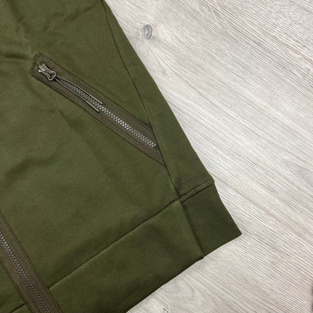 CP Company Raised Fleece Goggle Hoodie - Ivy Green