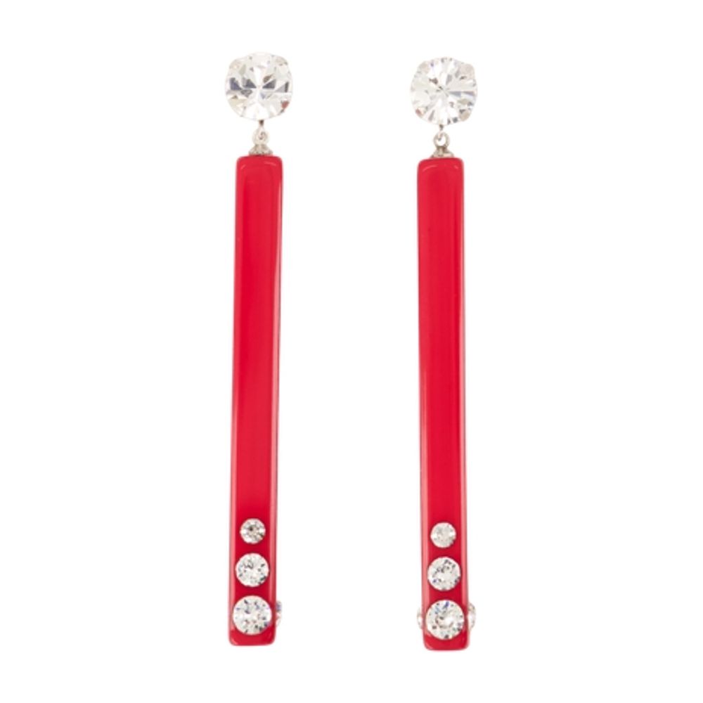 Isabel Marant Crystal and Rhinestone Drop Earrings — Red