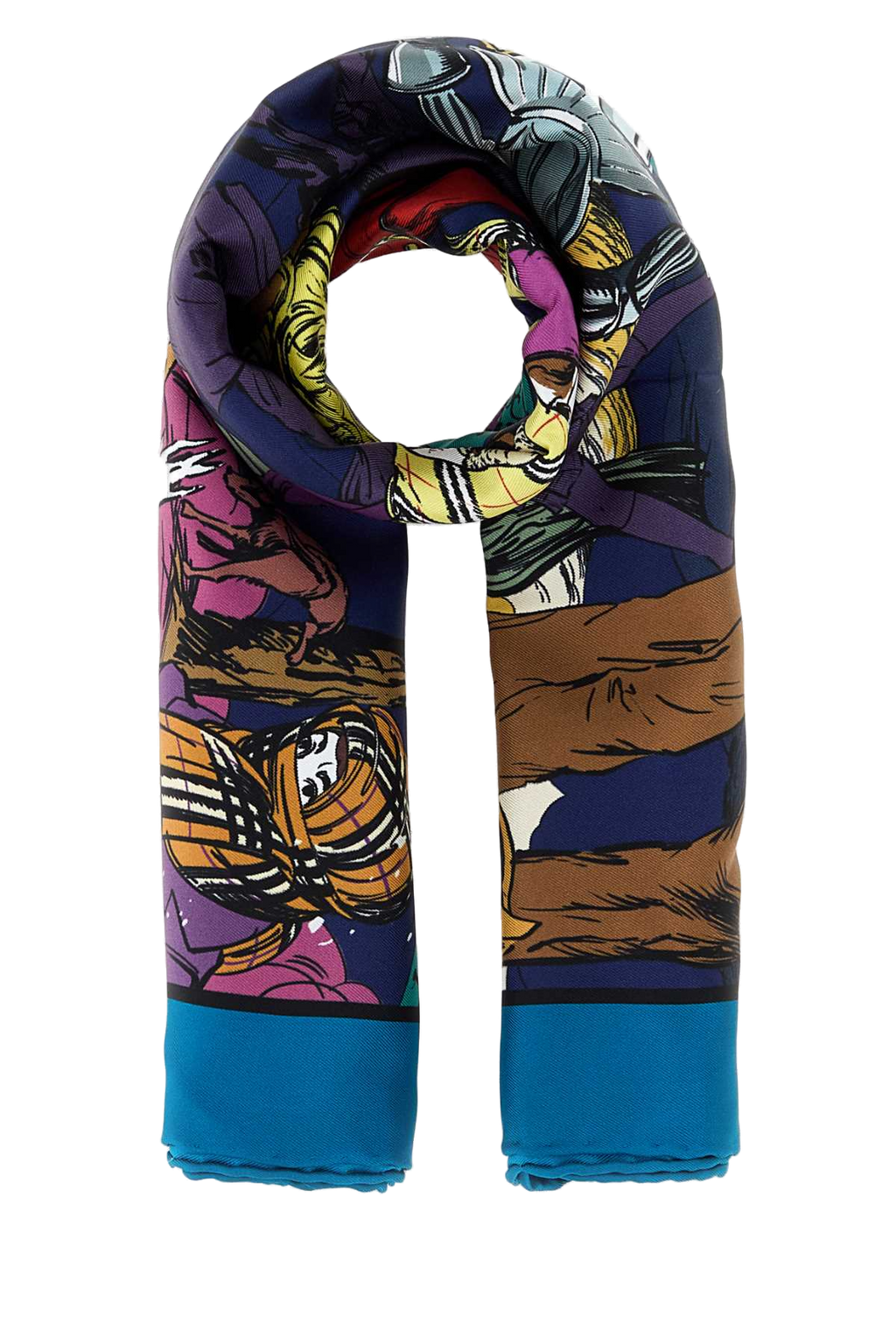 Burberry Graphic-Print Silk Scarf — Multicolor