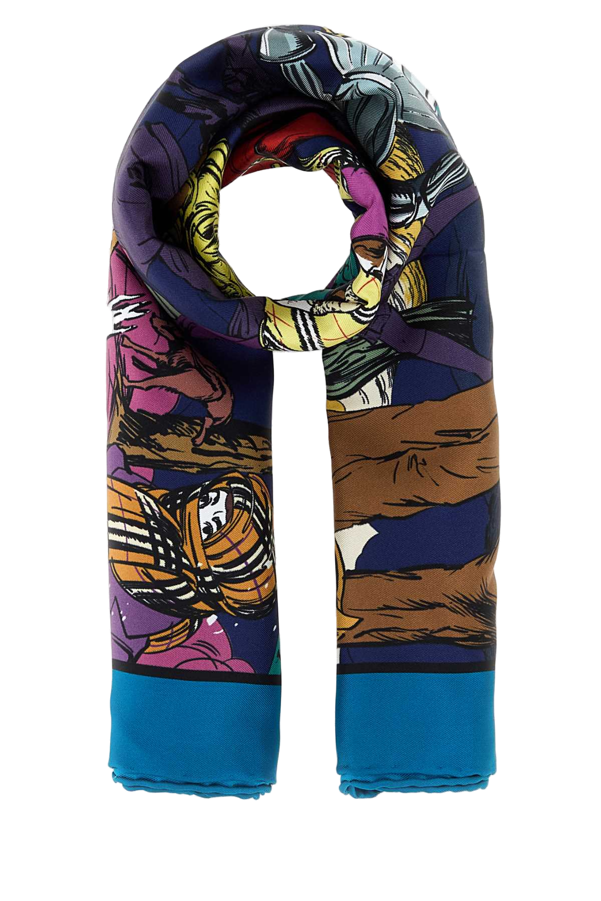 Burberry Graphic-Print Silk Scarf — Multicolor