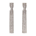 Isabel Marant Long Baguette-Cut Crystal Earrings — Silver