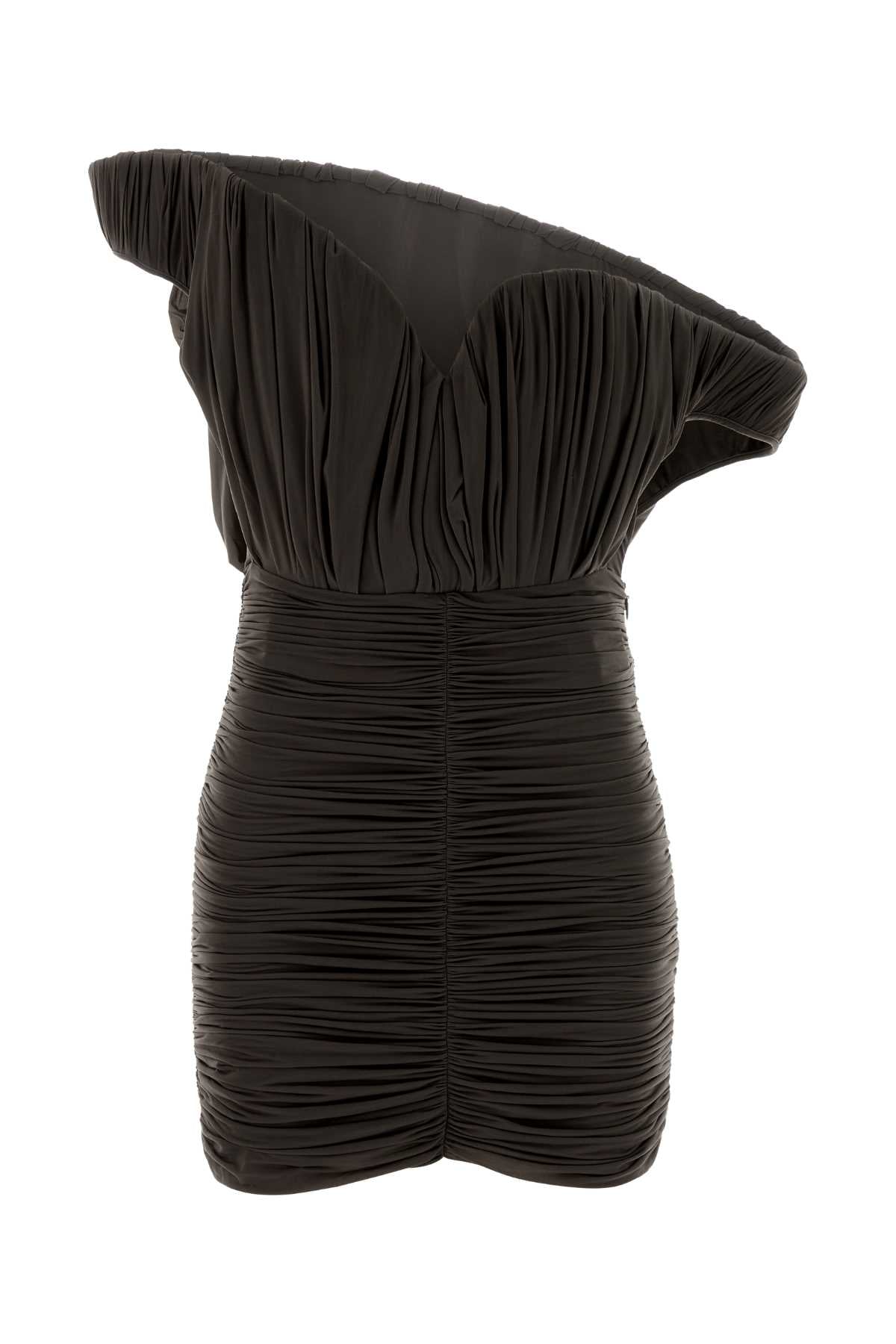 Magda Butrym Ruched Cupro Dress — Brown