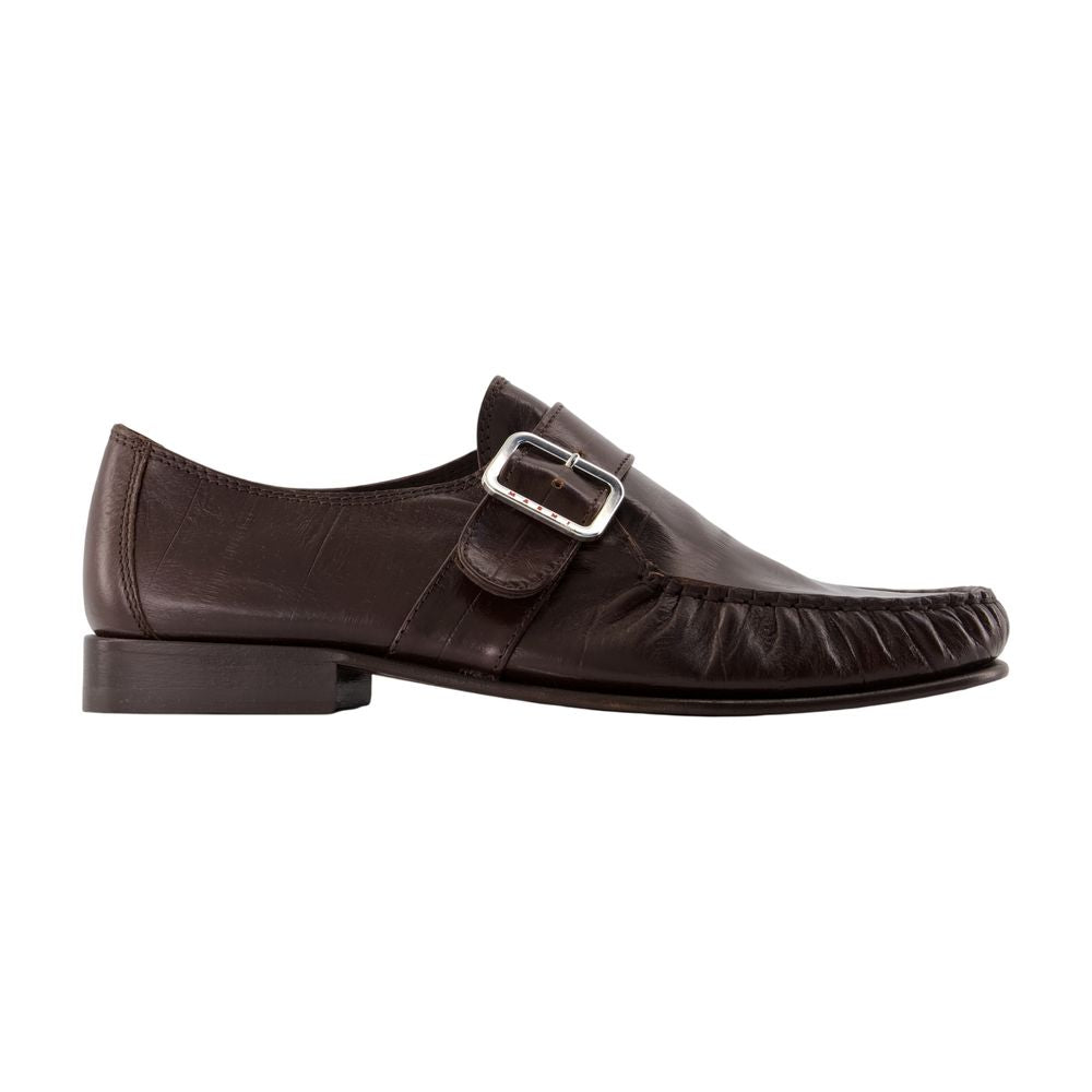 Marni Calfskin Leather Loafer — Brown