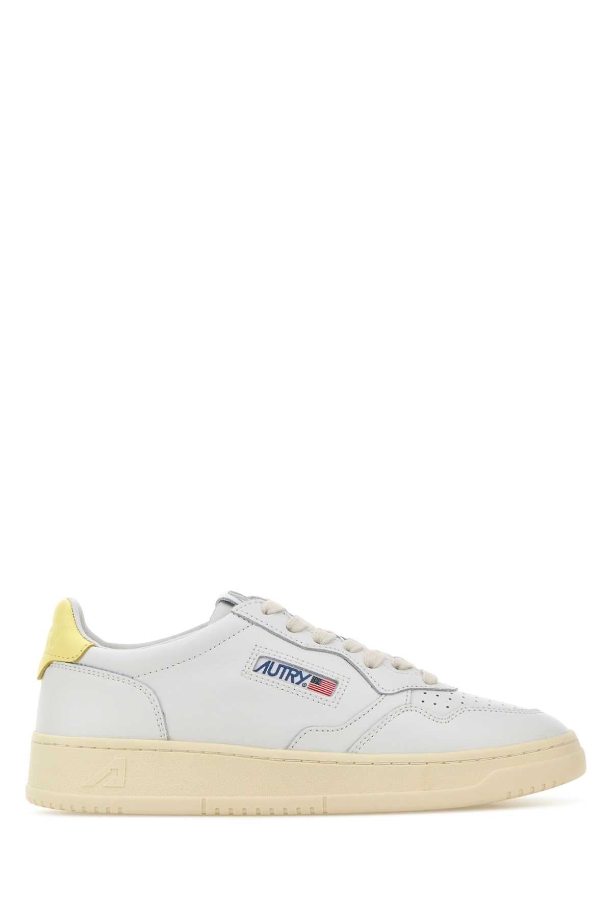 Autry Color-Block Leather Sneaker — White
