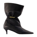Balmain Lambskin Kitten Heel Ankle Boot — Black