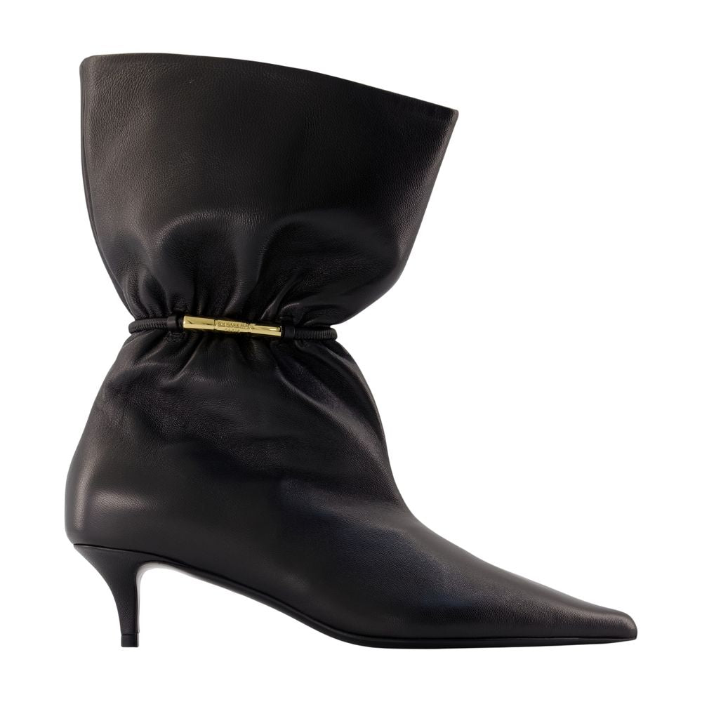 Balmain Lambskin Kitten Heel Ankle Boot — Black