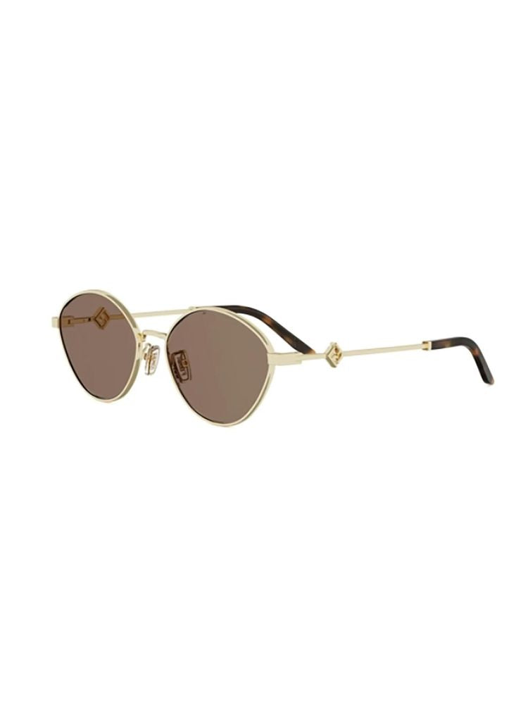 Fendi FE40217U Round Metal Frame Sunglasses — Gold