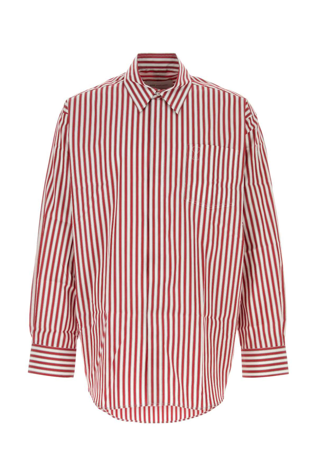 AMI Paris Striped Cotton Shirt — Red