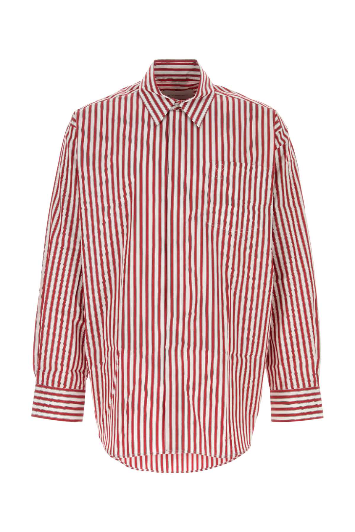 AMI Paris Striped Cotton Shirt — Red