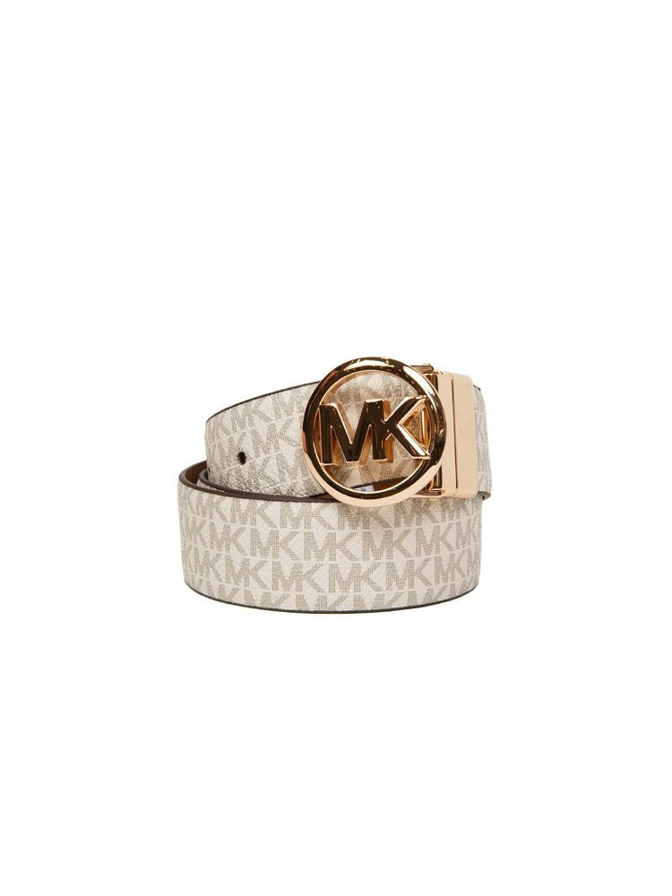 Michael Kors Reversible Logo-Buckle Belt — Beige