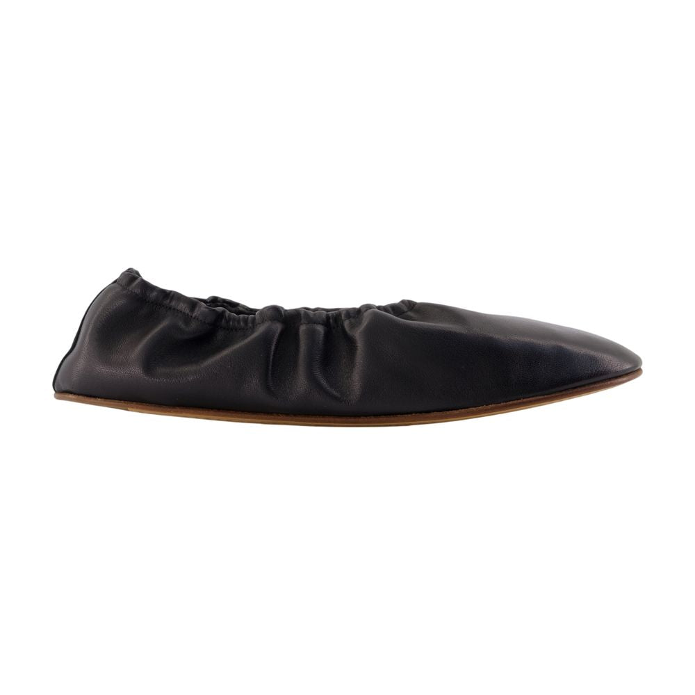 Kenzo Gathered Lambskin Ballet Flat — Black