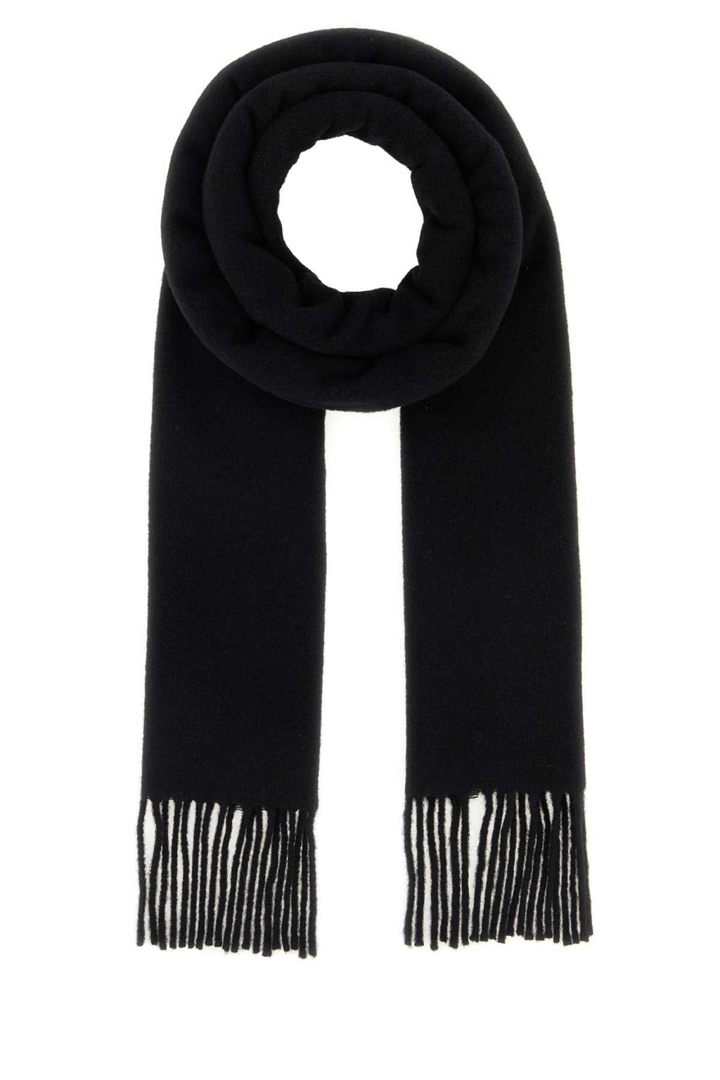 AMI Paris Wool Fringe Scarf — Black