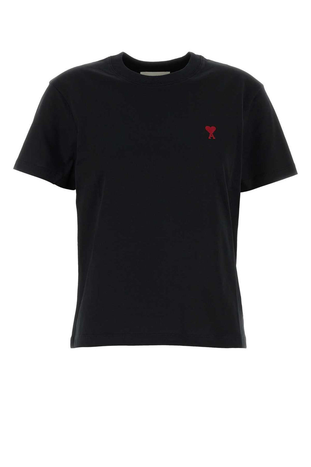 AMI Paris Logo-Embroidered Organic Cotton T-Shirt — Black