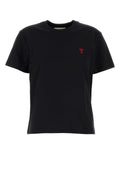 AMI Paris Logo-Embroidered Organic Cotton T-Shirt — Black