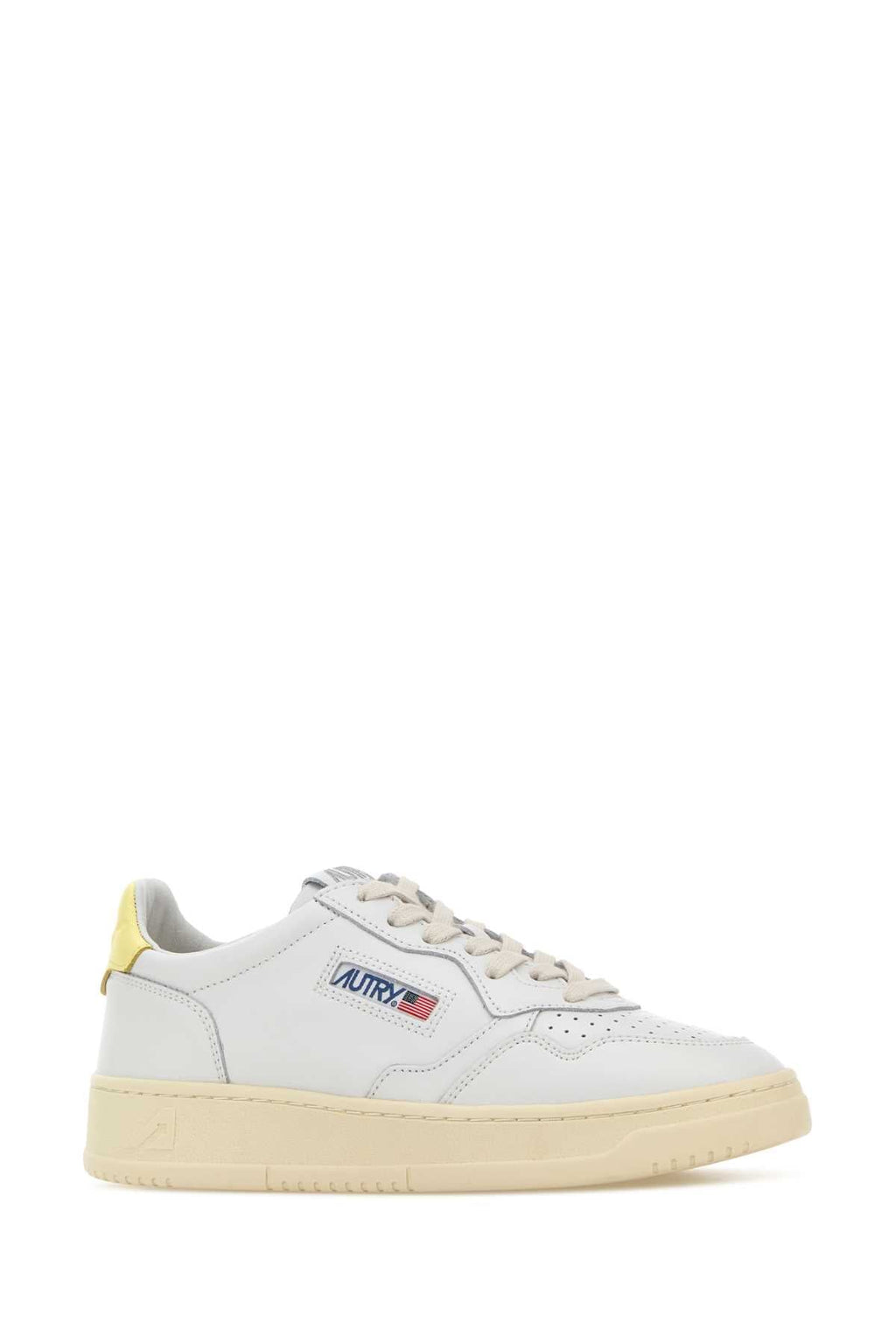 Autry Color-Block Leather Sneaker — White