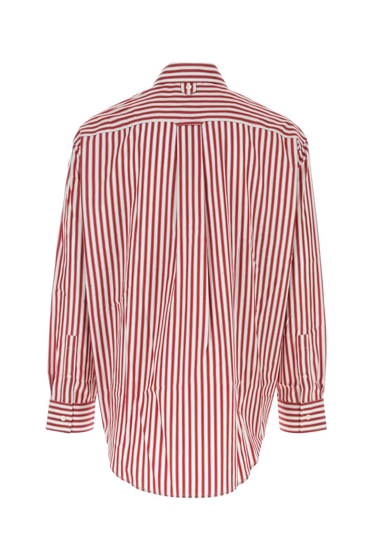 AMI Paris Striped Cotton Shirt — Red